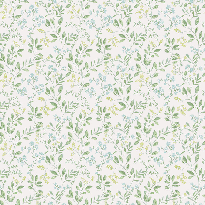 media image for Spring Leaf Trail Green/Blue Wallpaper from the Just Kitchens Collection by Galerie Wallcoverings 262