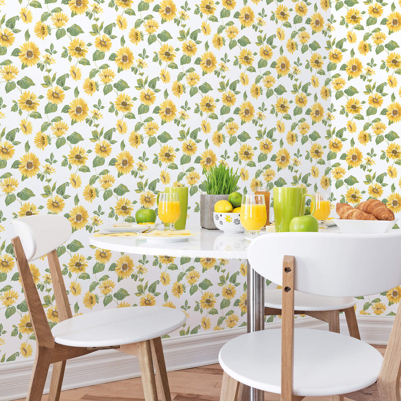 media image for Sunflower Trail Yellow/Green Wallpaper from the Just Kitchens Collection by Galerie Wallcoverings 214