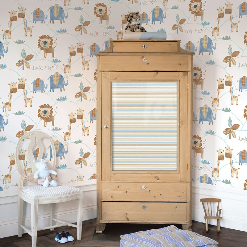 media image for Jungle Friends Blue Wallpaper from the Just 4 Kids 2 Collection by Galerie Wallcoverings 217