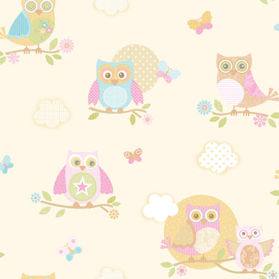 product image of sample nursery owl multi wallpaper from the just 4 kids 2 collection by galerie wallcoverings 1 513