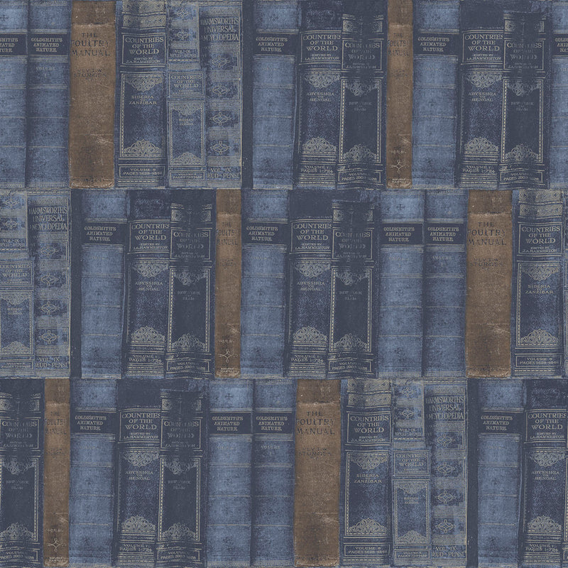 media image for Library Books Blue Wallpaper from the Nostalgie Collection by Galerie Wallcoverings 280