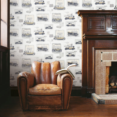 product image for Cars Silver/Grey Wallpaper from the Nostalgie Collection by Galerie Wallcoverings 14