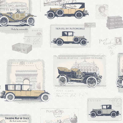 product image for Cars Silver/Grey Wallpaper from the Nostalgie Collection by Galerie Wallcoverings 90