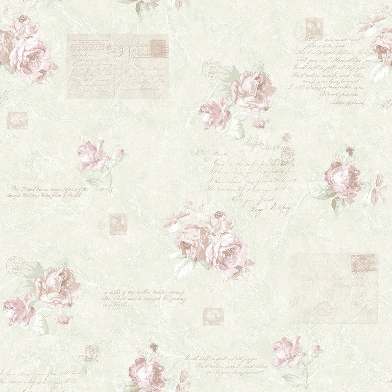 media image for Vintage Rose Wallpaper in Pink 238