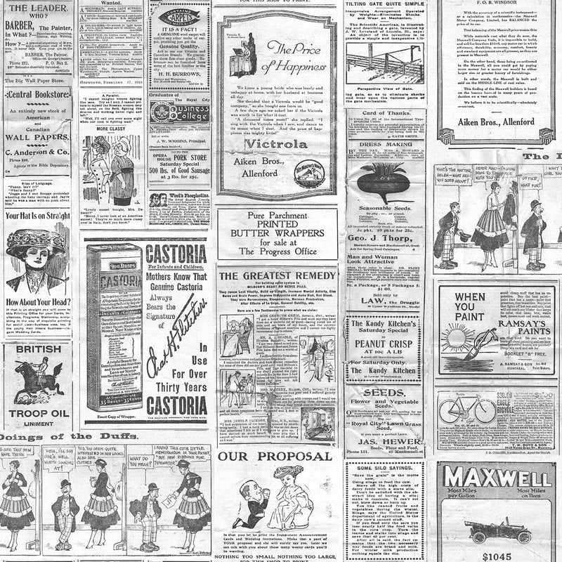 media image for Newspapers Black/White Wallpaper from the Nostalgie Collection by Galerie Wallcoverings 213