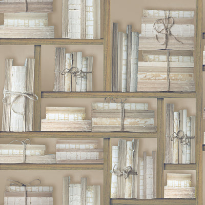 product image for Natural Books Brown Wallpaper from the Nostalgie Collection by Galerie Wallcoverings 69