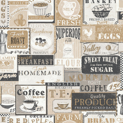 product image for Enamel Signs Beige Wallpaper from the Nostalgie Collection by Galerie Wallcoverings 60