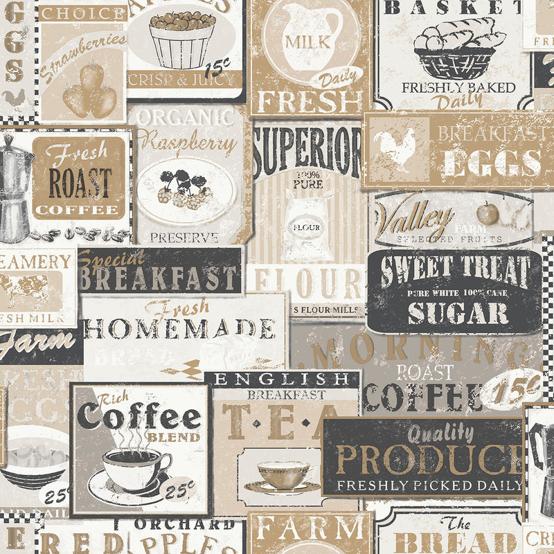 media image for Enamel Signs Beige Wallpaper from the Nostalgie Collection by Galerie Wallcoverings 27