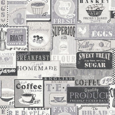 product image for Enamel Signs Silver/Grey Wallpaper from the Nostalgie Collection by Galerie Wallcoverings 91