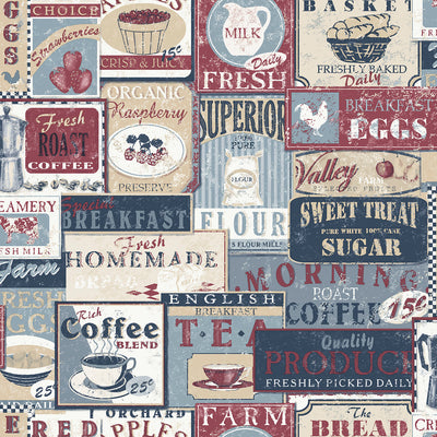 product image for Enamel Signs Blue Wallpaper from the Nostalgie Collection by Galerie Wallcoverings 24