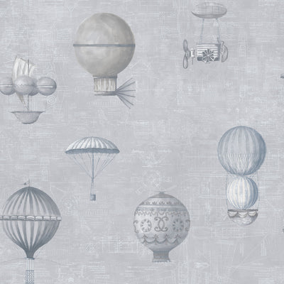 product image of Air Ships Grey/Silver Wallpaper from the Nostalgie Collection by Galerie Wallcoverings 536