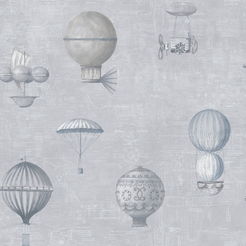 media image for Air Ships Grey/Silver Wallpaper from the Nostalgie Collection by Galerie Wallcoverings 230