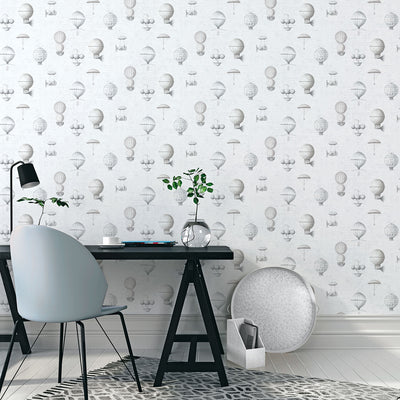 product image for Air Ships Silver/Grey Wallpaper from the Nostalgie Collection by Galerie Wallcoverings 67