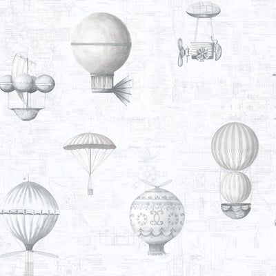 product image of Air Ships Silver/Grey Wallpaper from the Nostalgie Collection by Galerie Wallcoverings 537