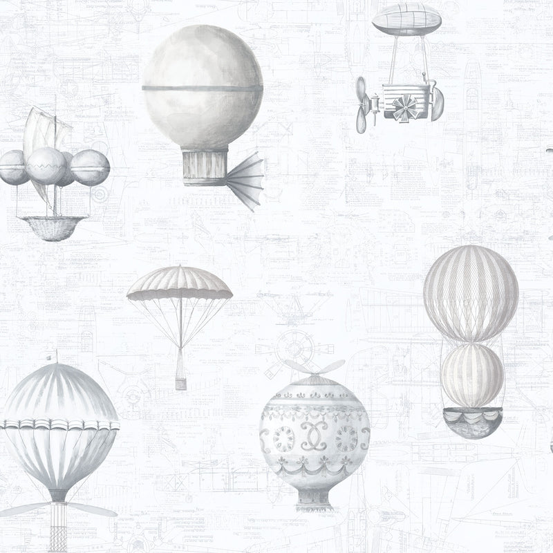 media image for Air Ships Silver/Grey Wallpaper from the Nostalgie Collection by Galerie Wallcoverings 273