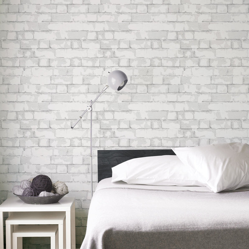 media image for Brick Wall Silver/Grey Wallpaper from the Nostalgie Collection by Galerie Wallcoverings 225