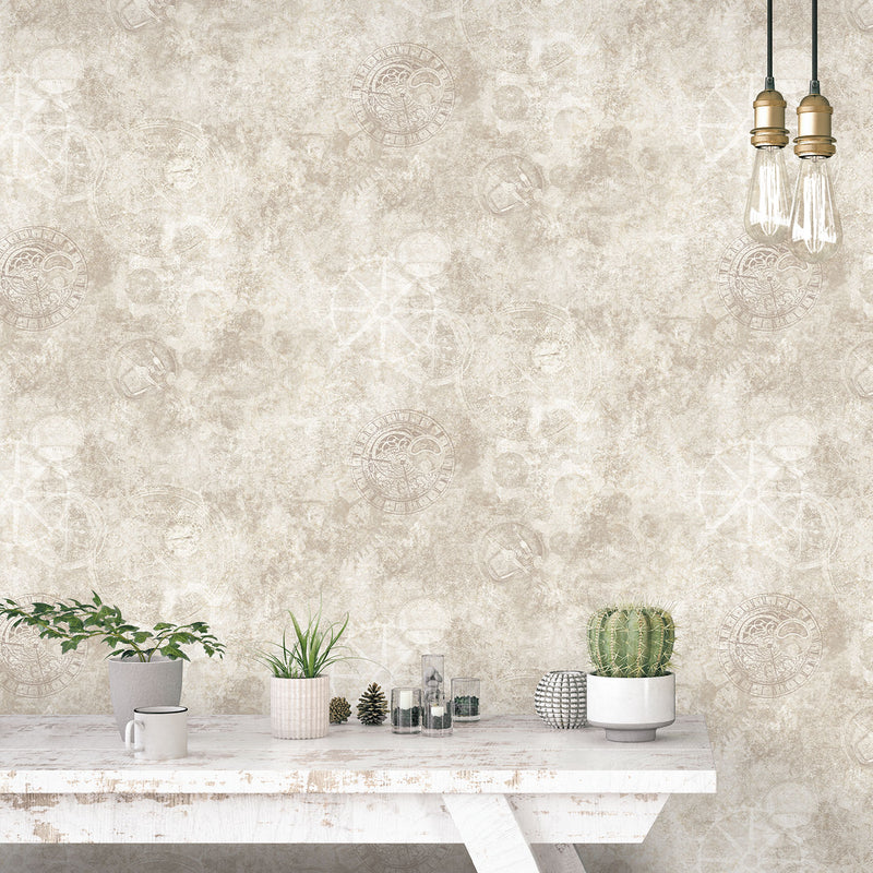 media image for Gears Beige Wallpaper from the Nostalgie Collection by Galerie Wallcoverings 217