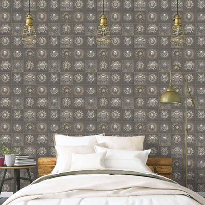 product image for Industrial Tiles Brown/Bronze Wallpaper from the Nostalgie Collection by Galerie Wallcoverings 5