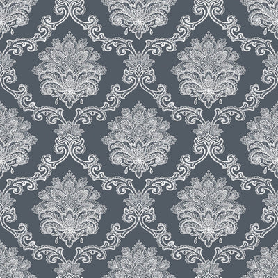 product image of Nordic Elements Damask Wallpaper in Black 552