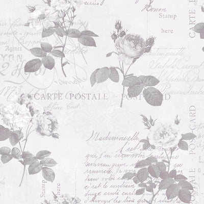 product image of Vintage Postcard Wallpaper in Silver/Grey 537