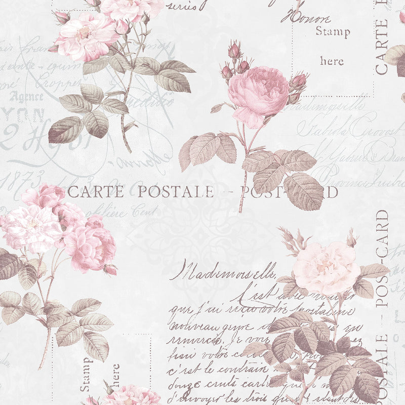 media image for Postale Rose Pink Wallpaper from the Nostalgie Collection by Galerie Wallcoverings 261