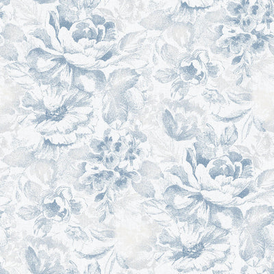 product image for Nordic Elements Floral Wallpaper in Soft Blue 9