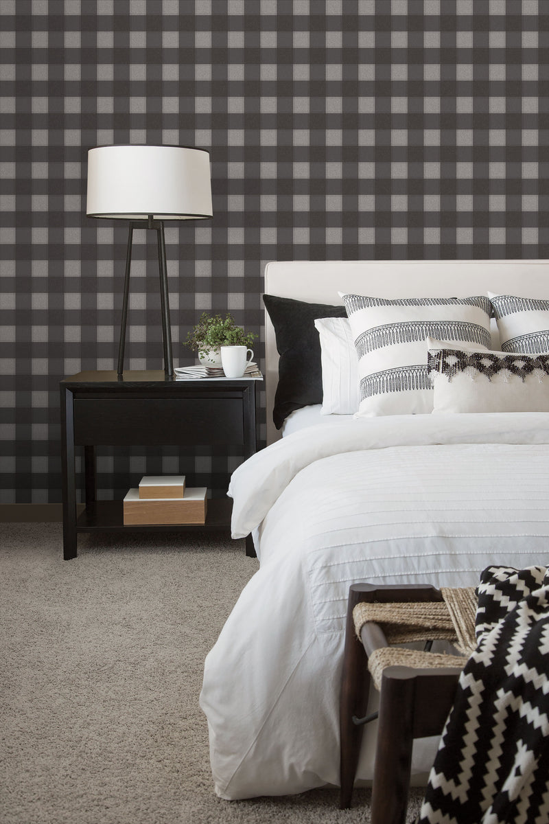 media image for Cowboy Check Black Wallpaper from the Global Fusion Collection by Galerie Wallcoverings 254