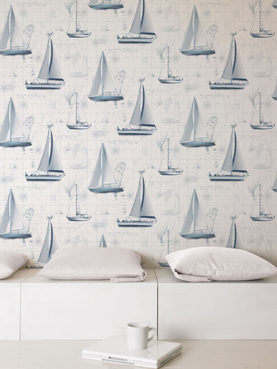 product image for Sail Away Blue Wallpaper from the Global Fusion Collection by Galerie Wallcoverings 48