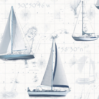 product image of Sail Away Blue Wallpaper from the Global Fusion Collection by Galerie Wallcoverings 568