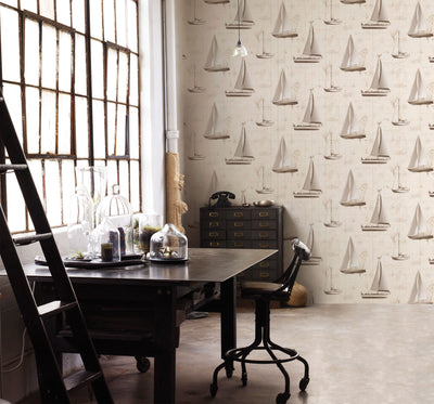 product image for Sail Away Brown Wallpaper from the Global Fusion Collection by Galerie Wallcoverings 83