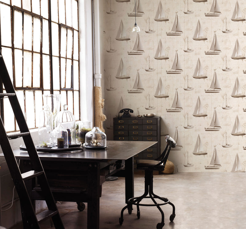 media image for Sail Away Brown Wallpaper from the Global Fusion Collection by Galerie Wallcoverings 22