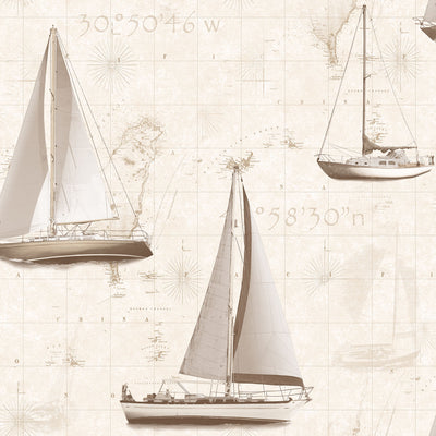 product image of Sail Away Brown Wallpaper from the Global Fusion Collection by Galerie Wallcoverings 596