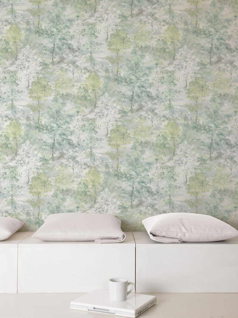 Shop Trees Green Wallpaper from the Global Fusion Collection | Burke Decor