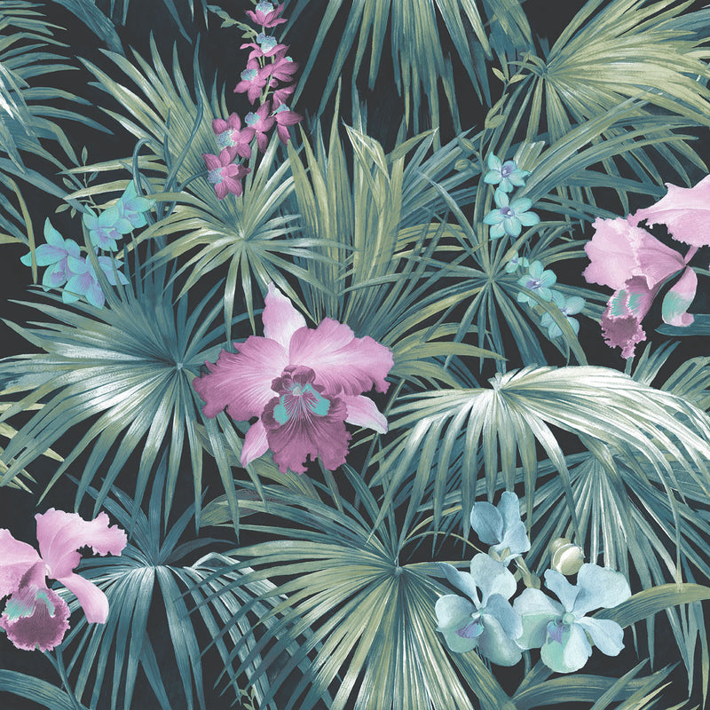 media image for Tropical Florals Turquoise Wallpaper from the Global Fusion Collection by Galerie Wallcoverings 219