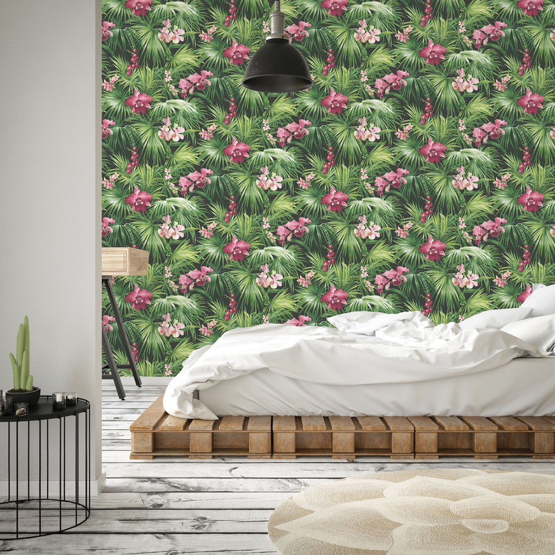 media image for Tropical Florals Pink Wallpaper from the Global Fusion Collection by Galerie Wallcoverings 226