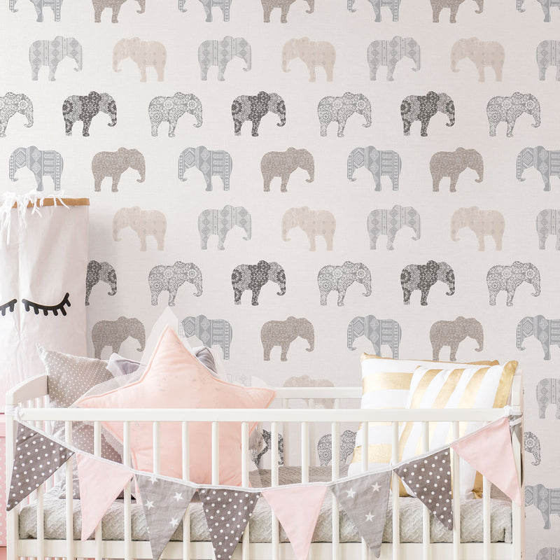 media image for Elephant Neutral Wallpaper from the Just 4 Kids 2 Collection by Galerie Wallcoverings 229