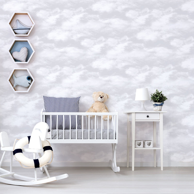 media image for Cloud Grey Wallpaper from the Just 4 Kids 2 Collection by Galerie Wallcoverings 238