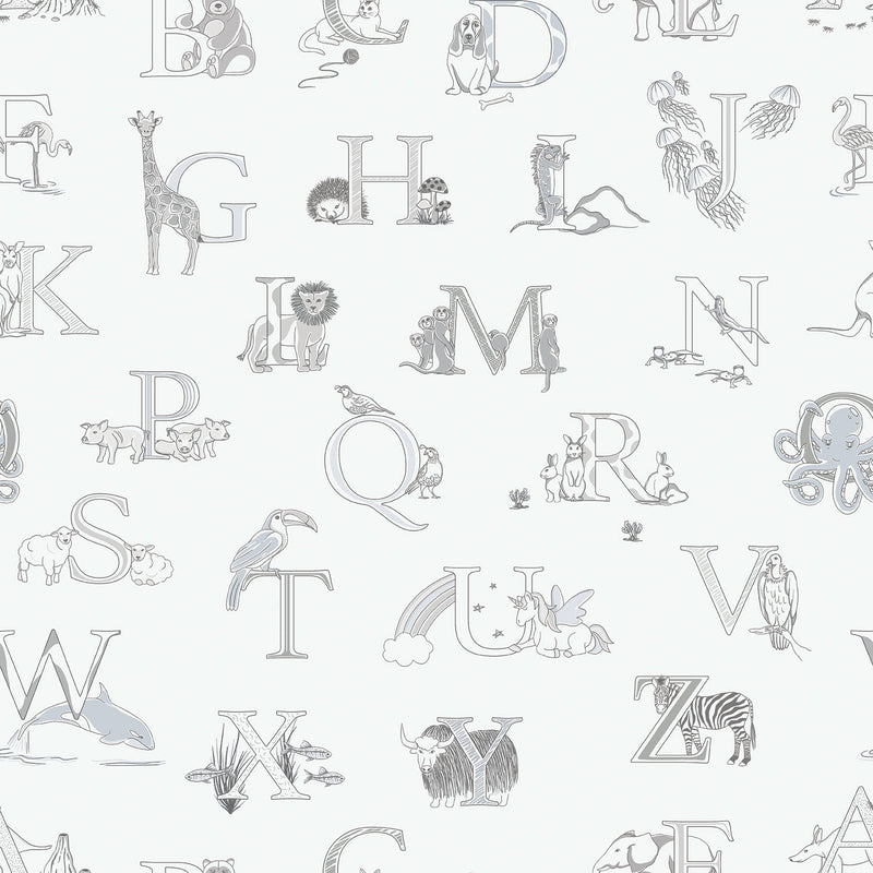 media image for Fun Alphabet Grey Wallpaper from the Just 4 Kids 2 Collection by Galerie Wallcoverings 22