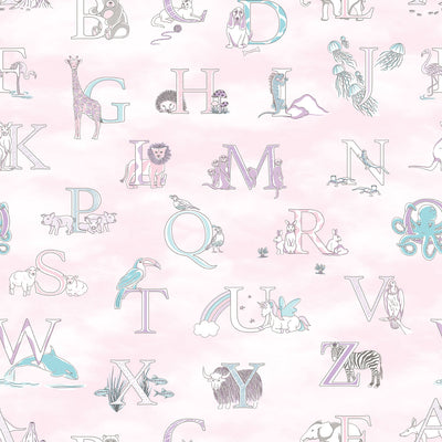 product image of sample fun alphabet pink wallpaper from the just 4 kids 2 collection by galerie wallcoverings 1 519