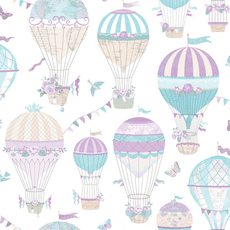 media image for Hot Air Balloon Blue/Purple Wallpaper from the Just 4 Kids 2 Collection by Galerie Wallcoverings 281