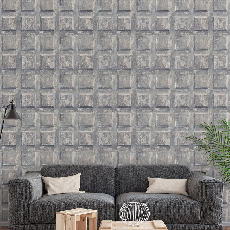 media image for Door Dark Grey Wallpaper from the Nostalgie Collection by Galerie Wallcoverings 214