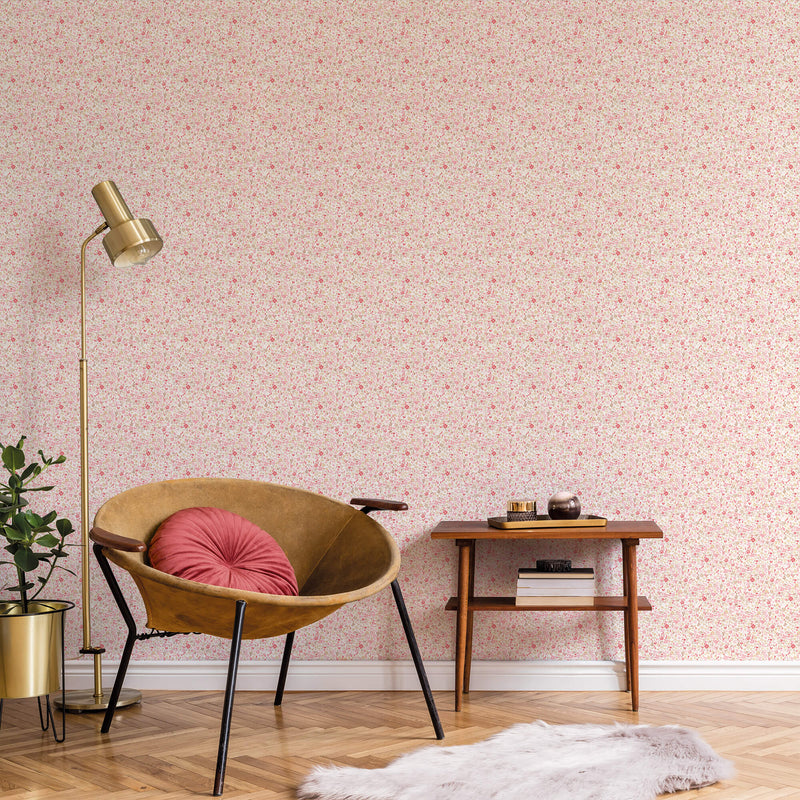 media image for Mini Mod Floral Cranberry/Tan Wallpaper from the Small Prints Collection by Galerie Wallcoverings 256