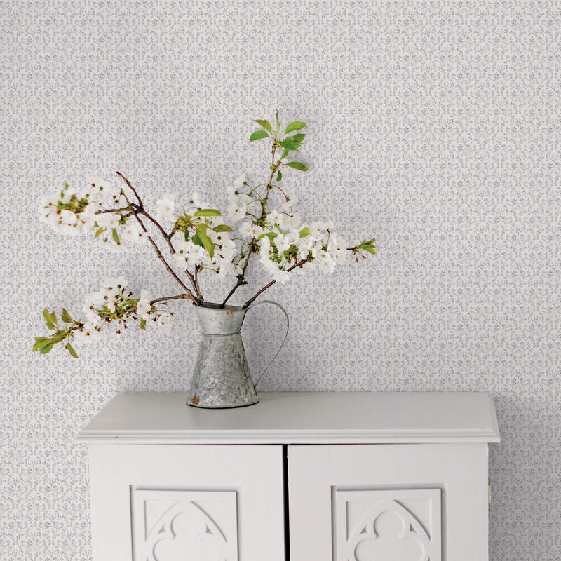 media image for Ogee Floral Black/Grey Wallpaper from the Small Prints Collection by Galerie Wallcoverings 271