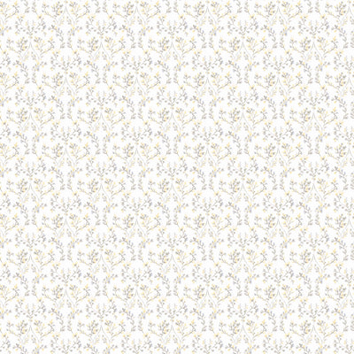 product image of Ogee Floral Grey/Yellow Wallpaper from the Small Prints Collection by Galerie Wallcoverings 521