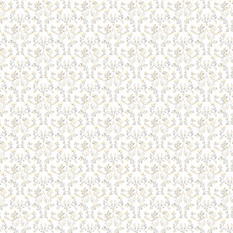 media image for Ogee Floral Grey/Yellow Wallpaper from the Small Prints Collection by Galerie Wallcoverings 290