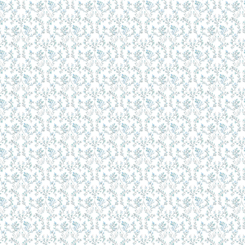 media image for Ogee Floral Teal/Beige Wallpaper from the Small Prints Collection by Galerie Wallcoverings 290