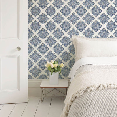 product image for Nordic Elements Motif Wallpaper in Blue 88