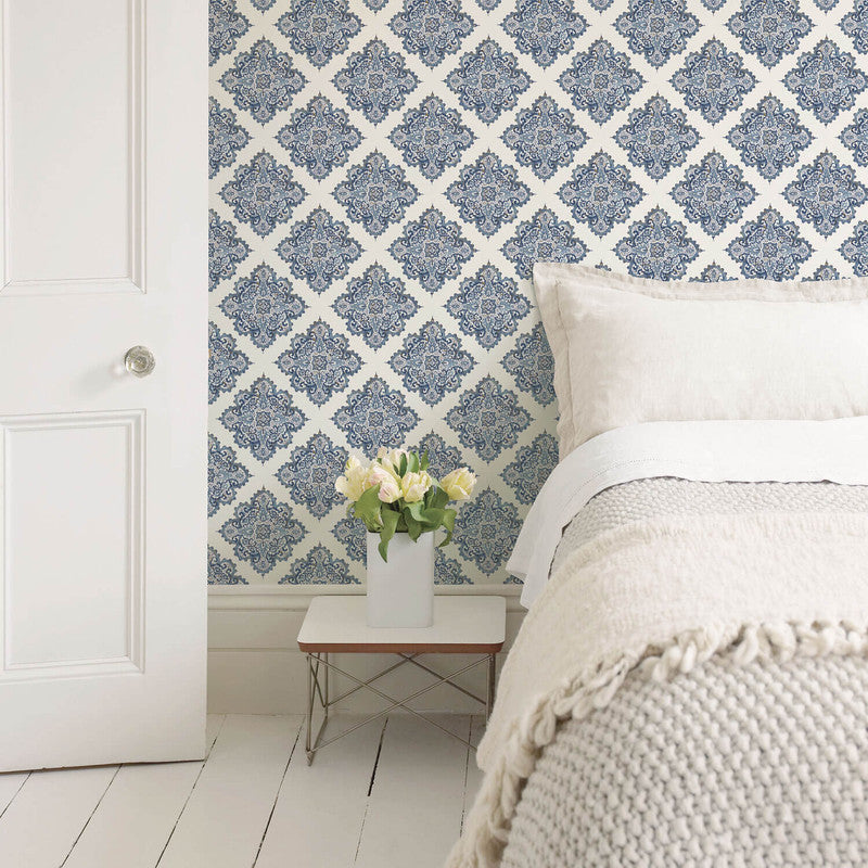 media image for Nordic Elements Motif Wallpaper in Blue 230