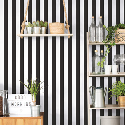 product image of Awning Stripe Black Wallpaper from the Just Kitchens Collection by Galerie Wallcoverings 543