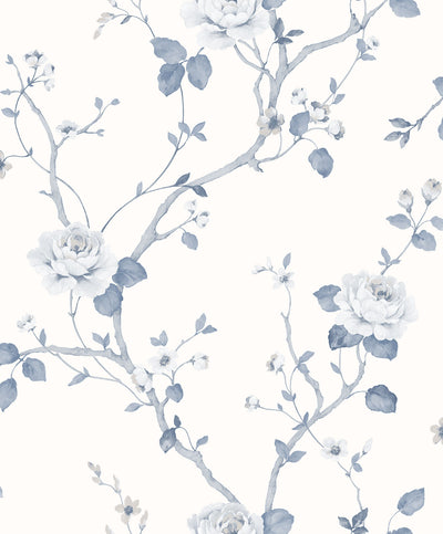 product image of sample large floral white blue wallpaper from the palazzo collection by galerie wallcoverings 1 522